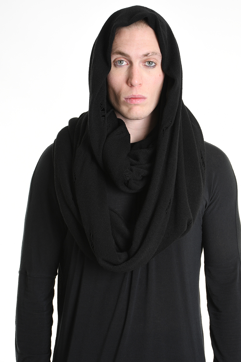 Объемный шарф-снуд из двойного трикотажа с микроразрывами LH