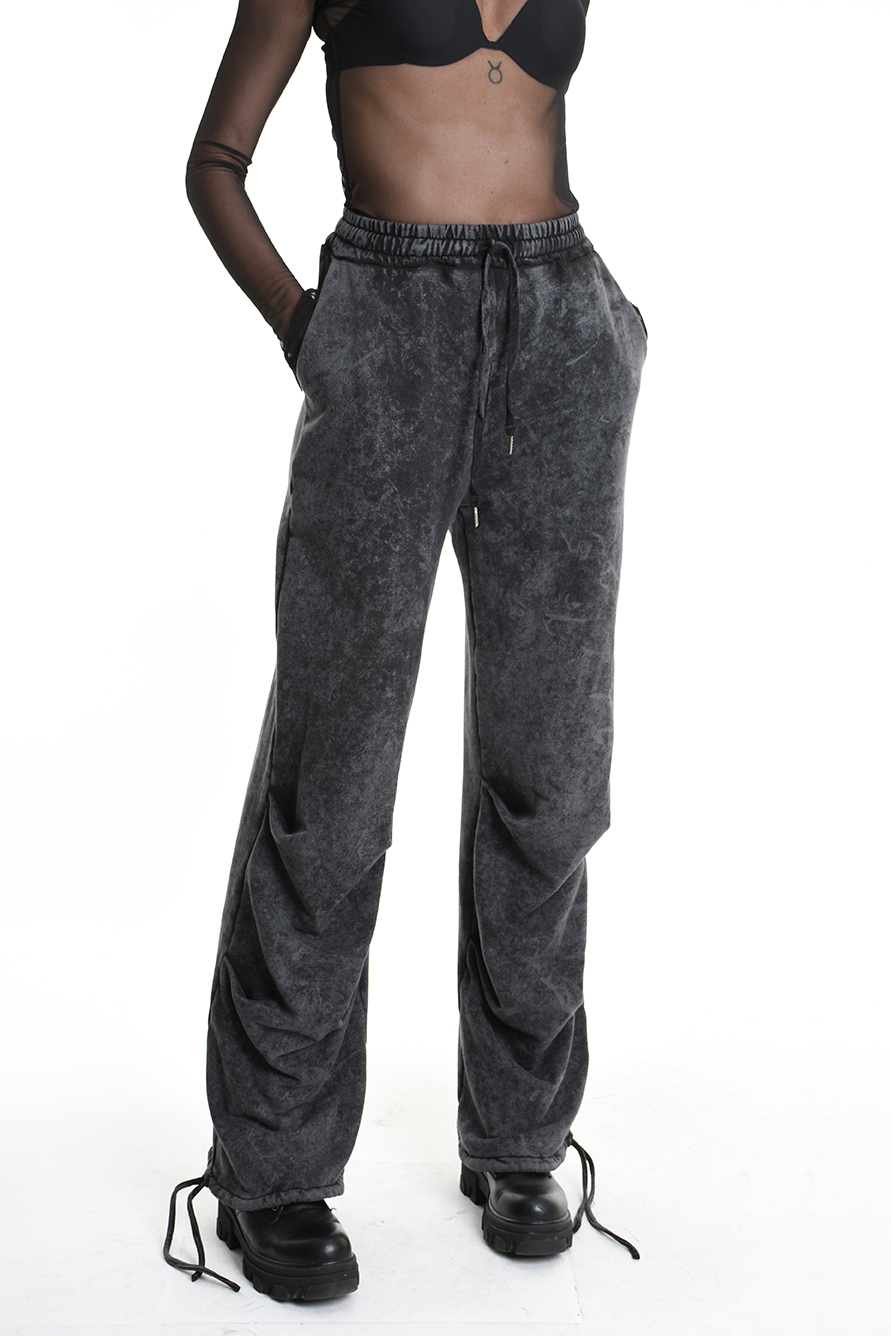 Хлопковые брюки мраморного окраса присборенные внизу LH