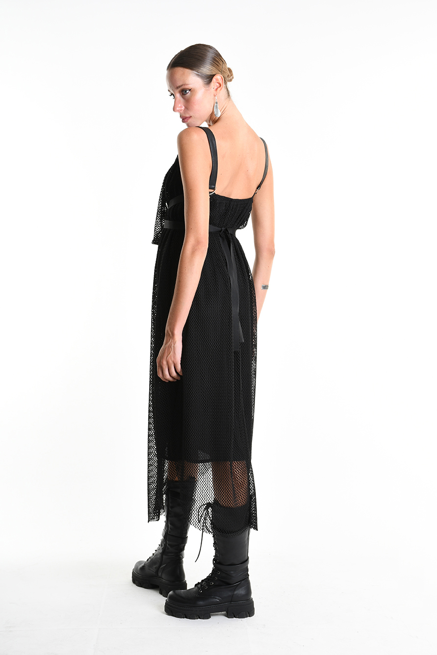 Платье прямого кроя с шалью из сетчатой ткани LH