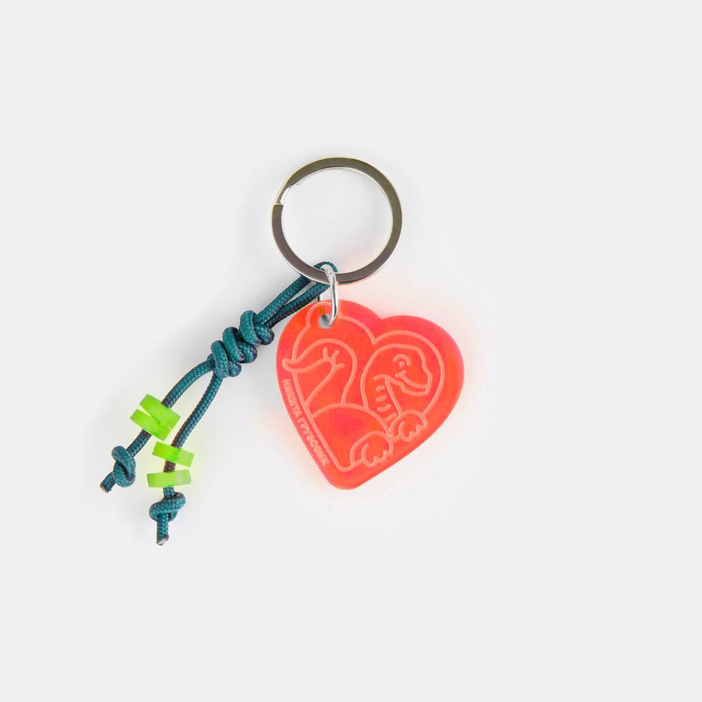 БРЕЛОК С ДИНОЗАВРОМ ОРАНЖЕВО-РОЗОВЫЙ