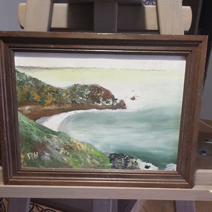 Картина "La mer" масло, Франция, 41х33