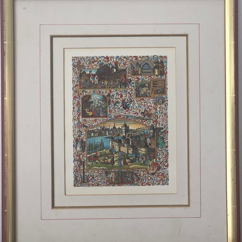 Раскрашенная литография, начало ХХ века "Интриги двора", Франция