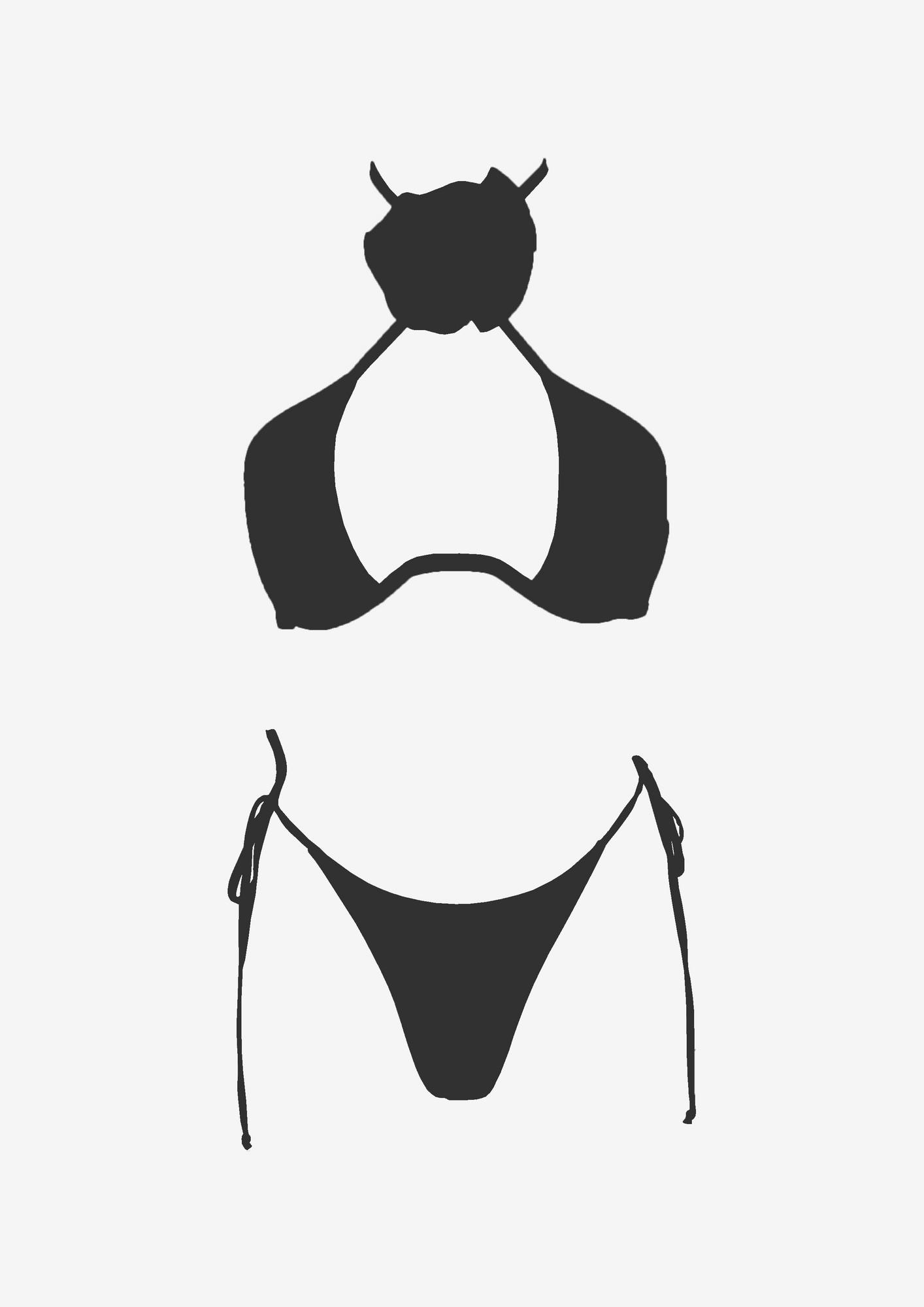 Купальник с цветком черный