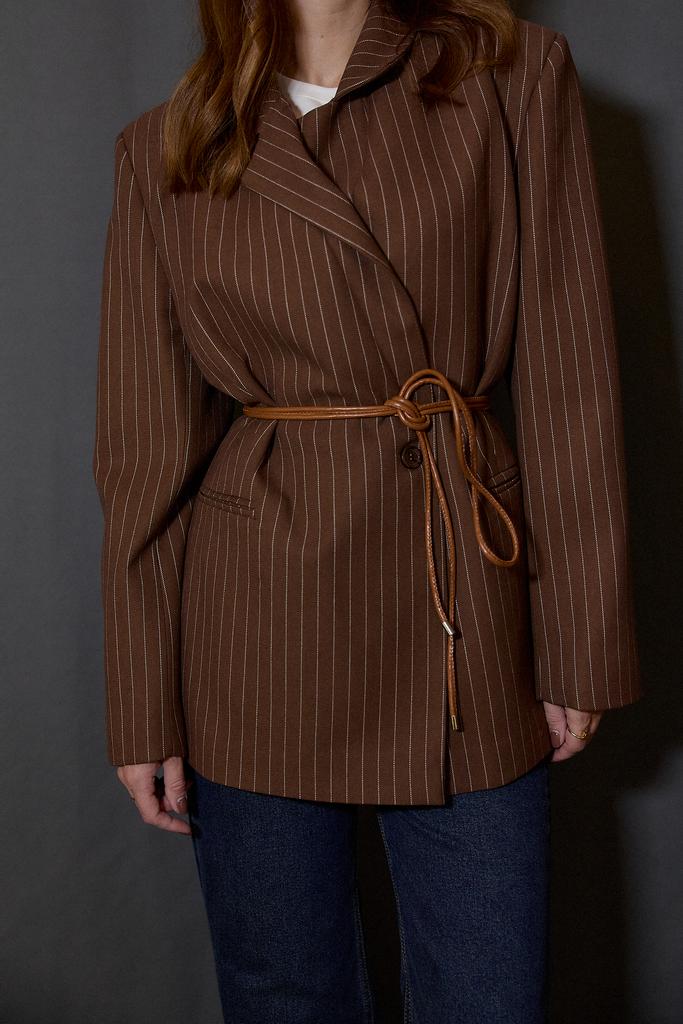 Ремень-шнурок  из эко кожи карамельный