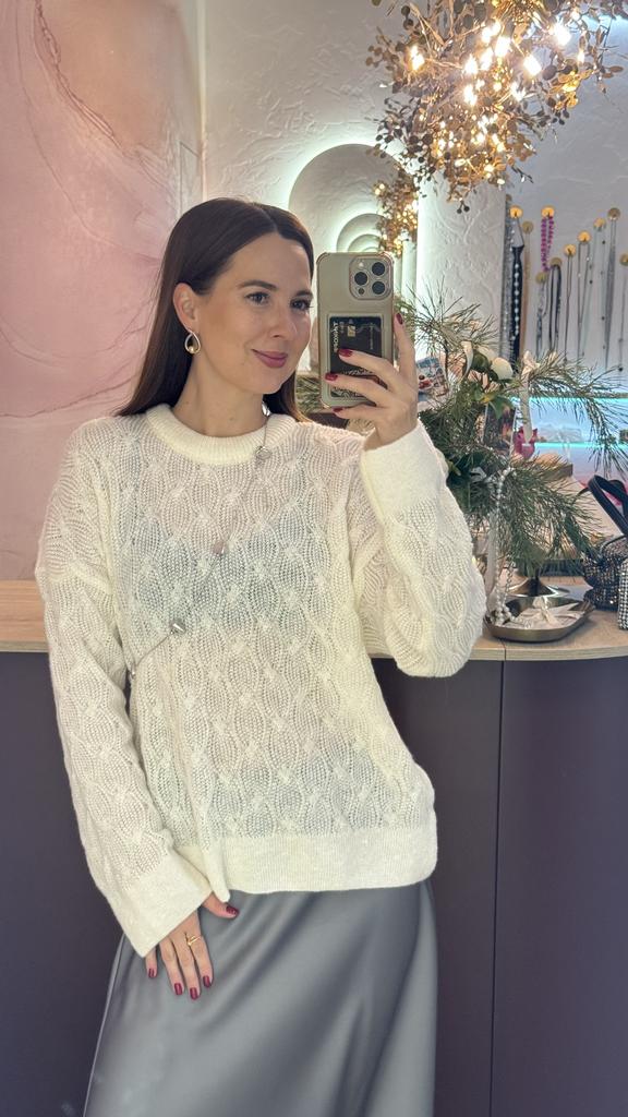 Джемпер молочный из  кашемира и мохера