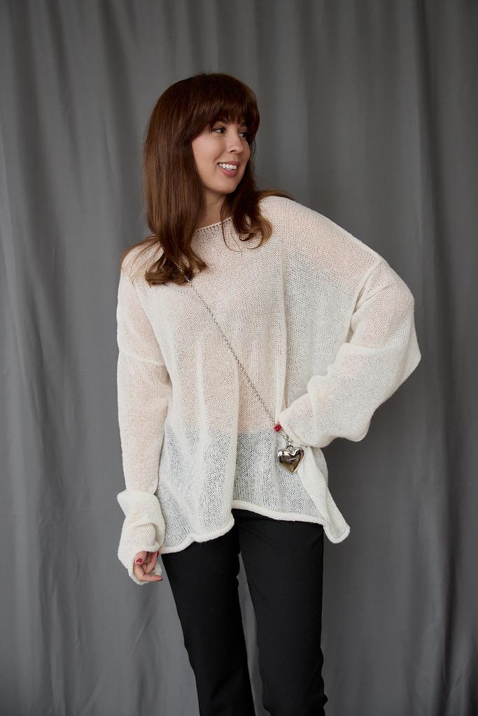 Джемпер-паутинка из  кашемира и мохера молочный