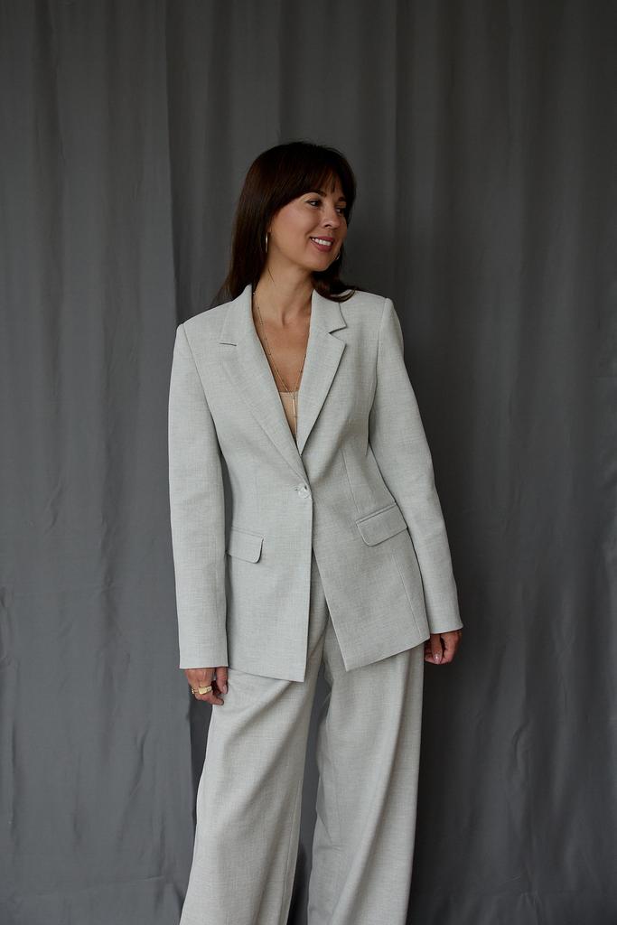 Жакет  серый лен однобортный