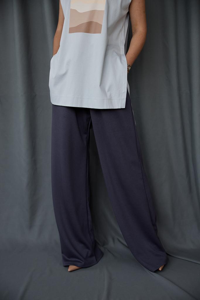 Брюки из трикотажа  серо-синие