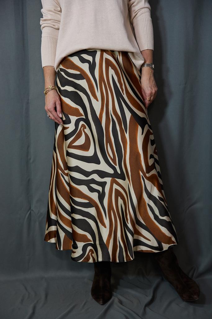 Юбка миди из шелка с принтом  зебра