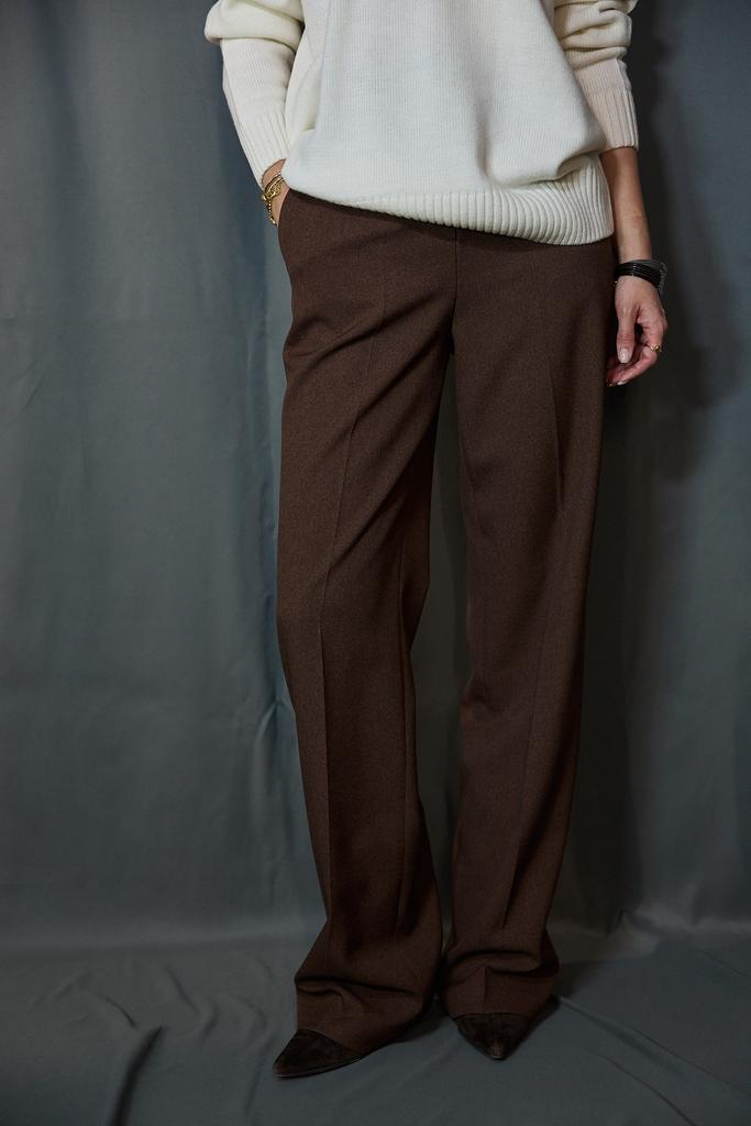 Брюки серые палаццо с имитацией кармана на талии