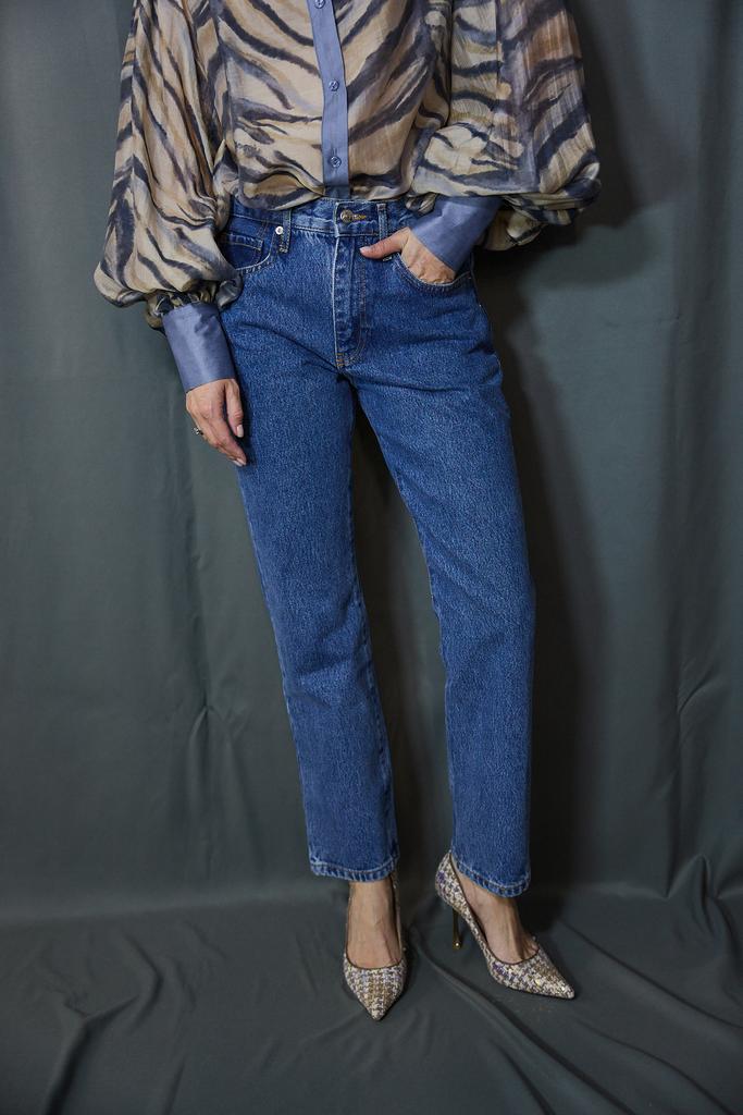 Джинсы зауженные  из хлопка синие база