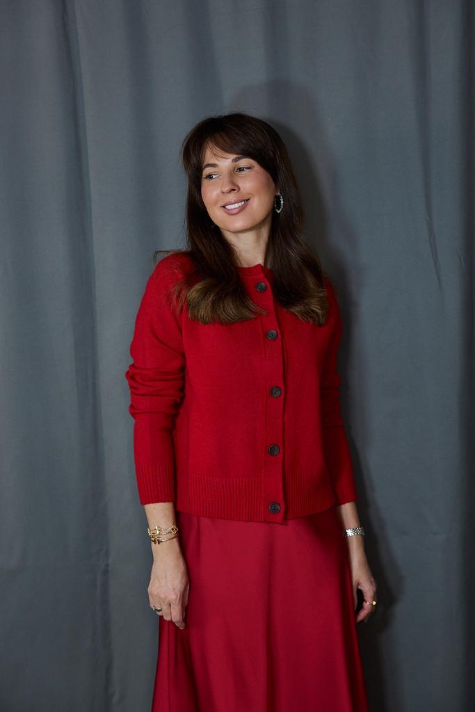 Красный кардиган из вискозы оверсайз