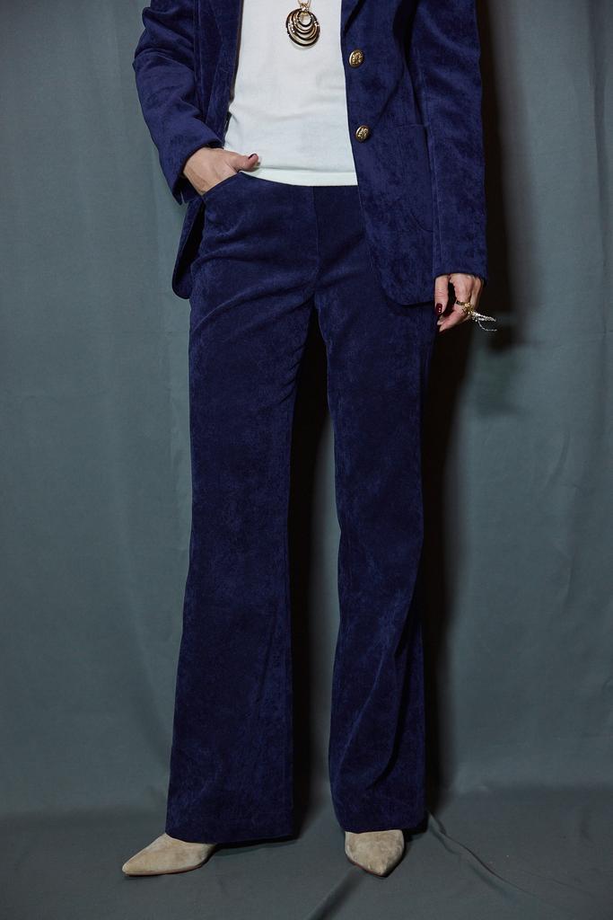 Брюки клеш синие вельвет