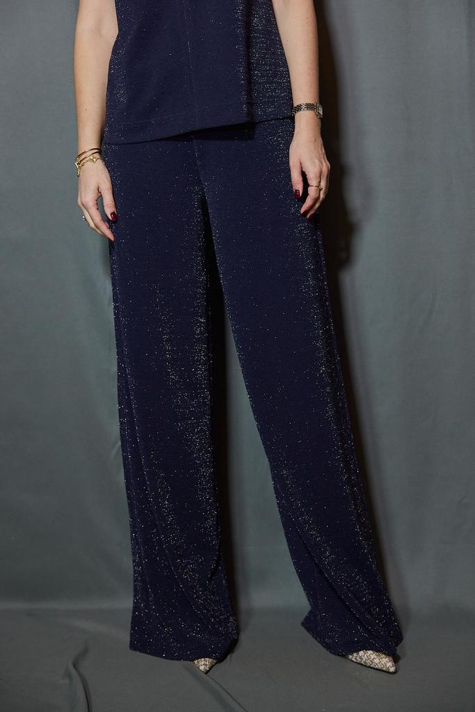 Брюки-палаццо  синие с люрексом