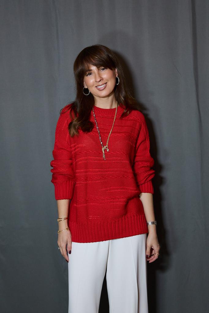 Джемпер  гранж из  хлопка красного цвета