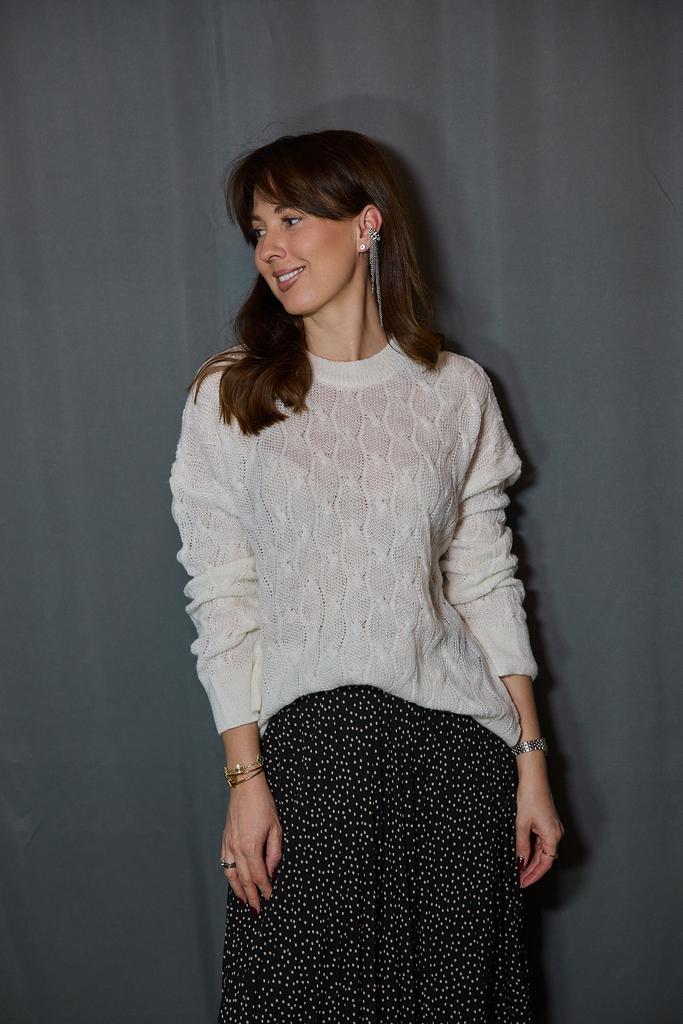 Джемпер молочный из  кашемира и мохера