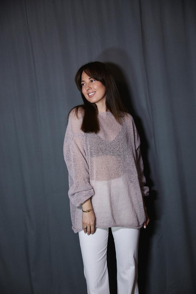 Джемпер-паутинка из  кашемира и мохера серо-лилового цвета