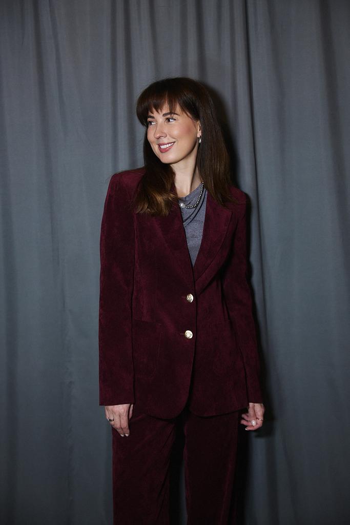 Жакет бордо  однобортный вельвет