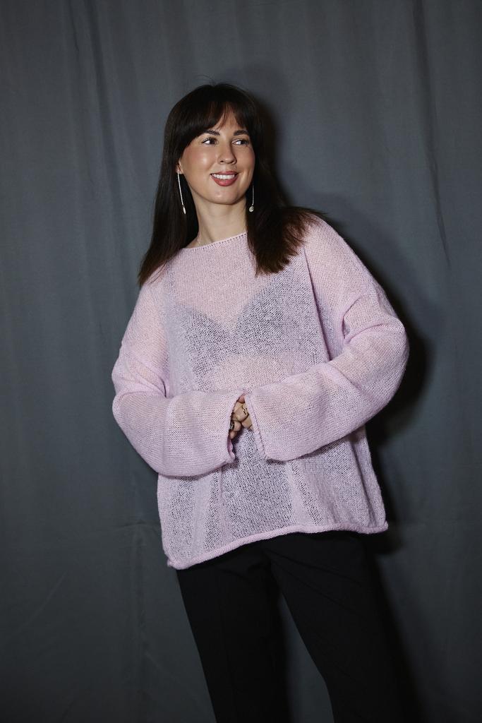 Джемпер-паутинка из  кашемира и мохера розового цвета