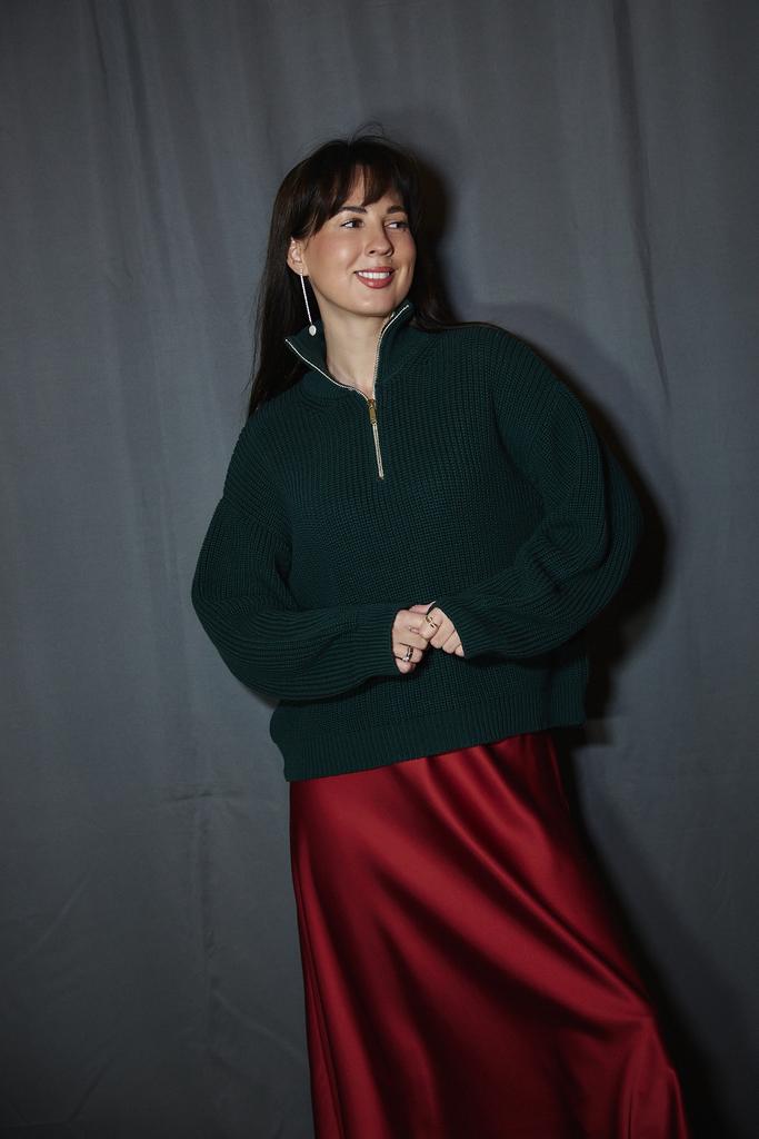 Свитер-поло  из хлопка  хаки