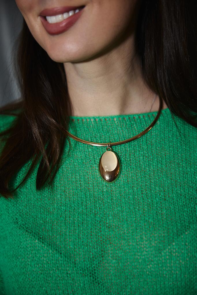 Украшение  чокер пдюс подвеска золотистое с камнем