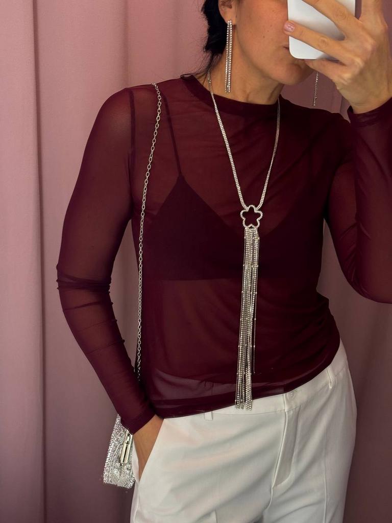 Лонгслив сетка Бордо