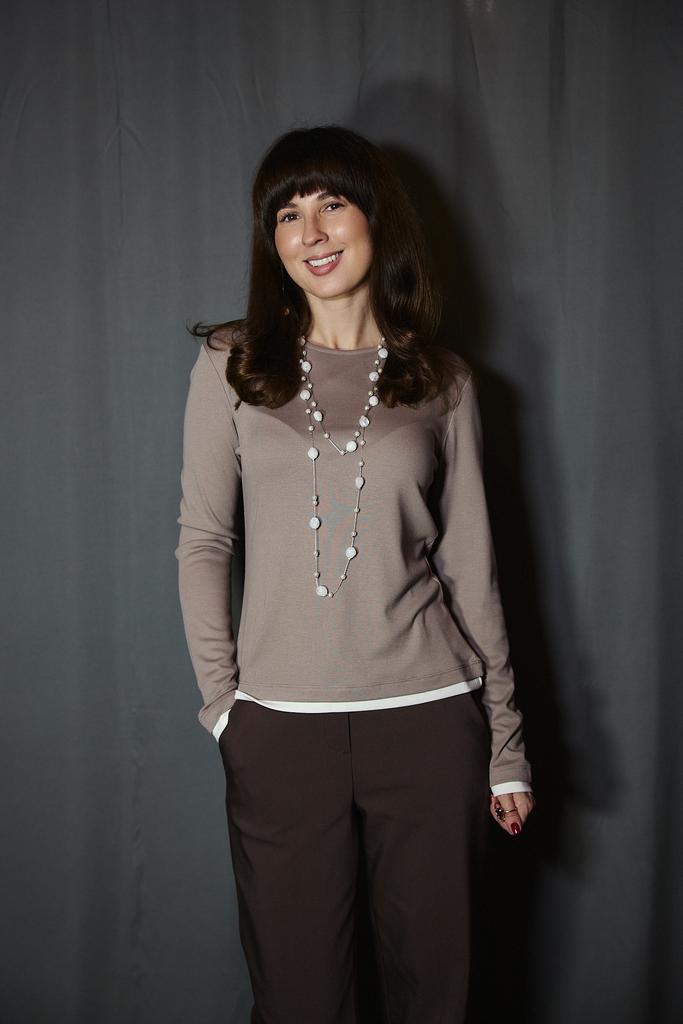 Лонгслив в сером цвете с двойными  рукавами