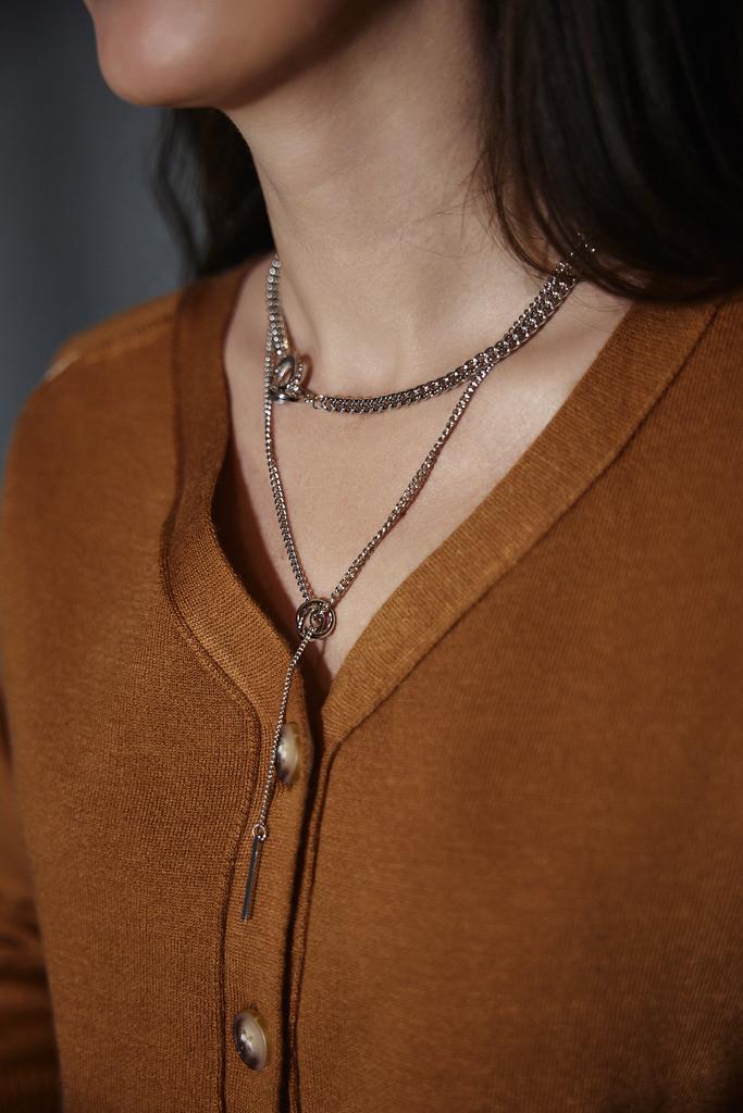 Украшение серебристое  двойное с цепью