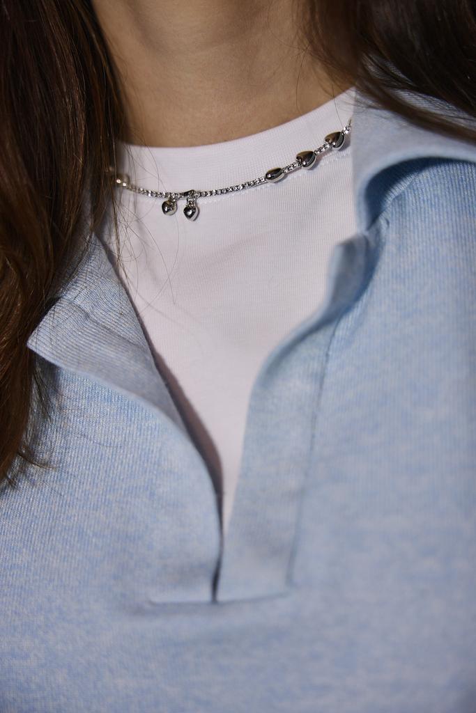 Украшение  чокер   мягкий серебристый с сердцами