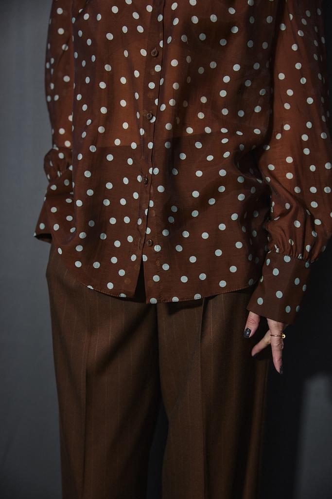 Блуза коричневая в горох