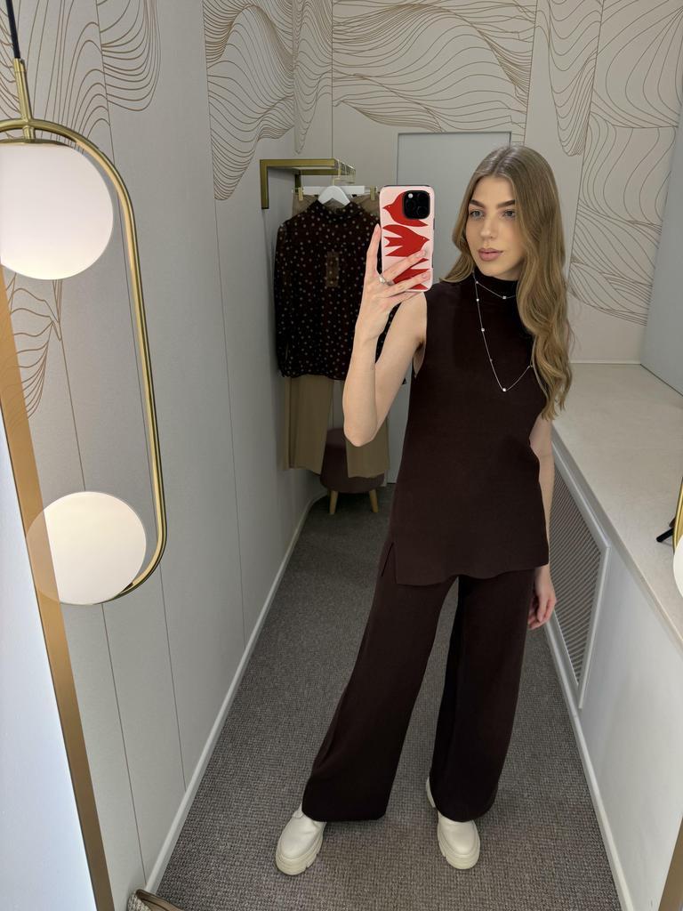 Брюки трикотаж коричневые