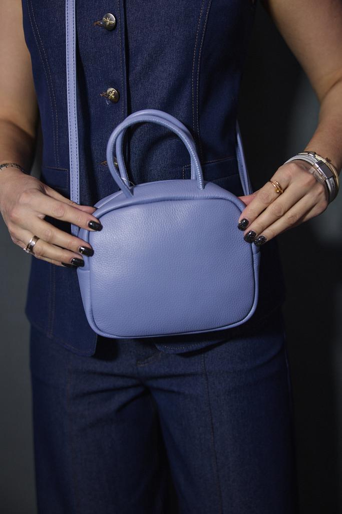 Сумка кросс-боди женская натуральная кожа голубая