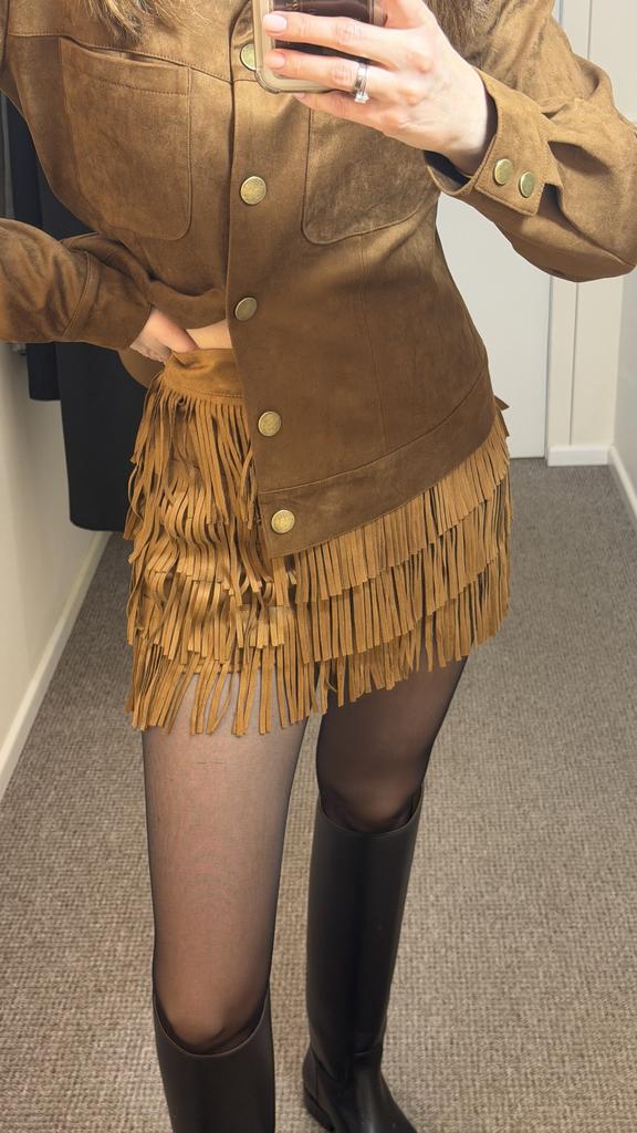 Юбка горчичная  из экокзамши