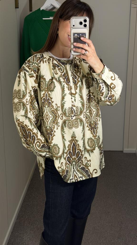 Блуза  из хлопка и вискозы с узором