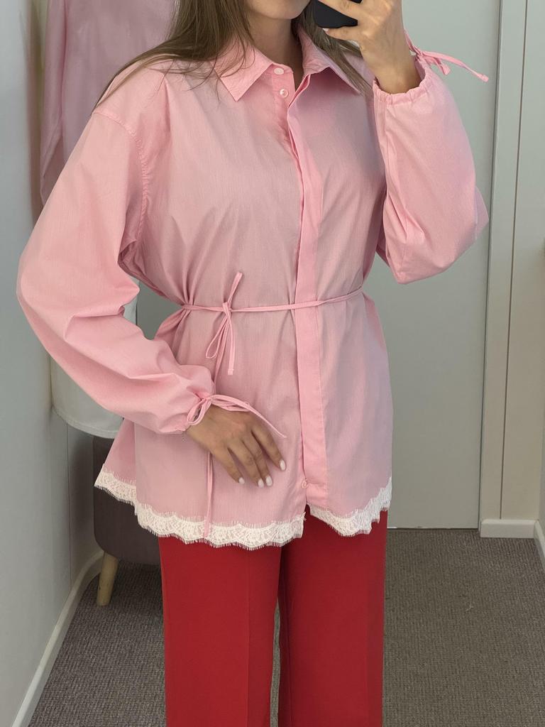 Рубашка в клетку с кружевом