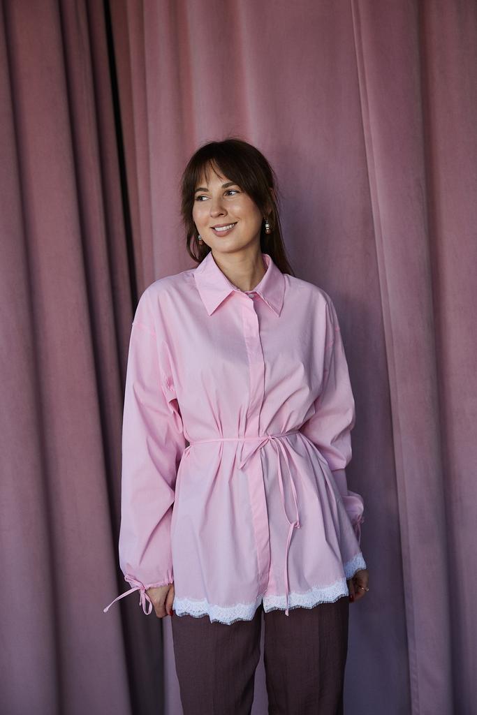 Рубашка в клетку с кружевом