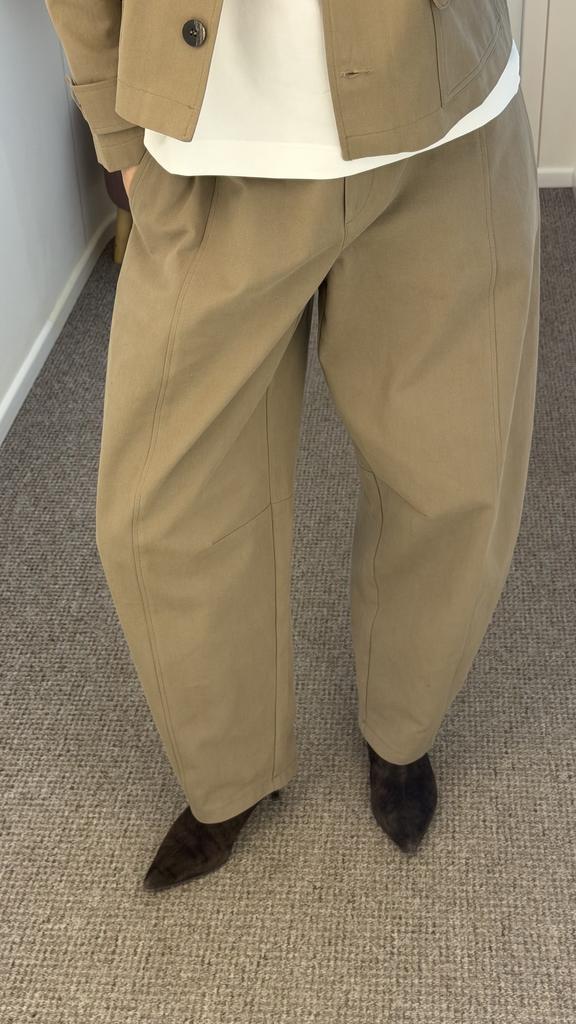 Брюки бананы  из хлопка оливка