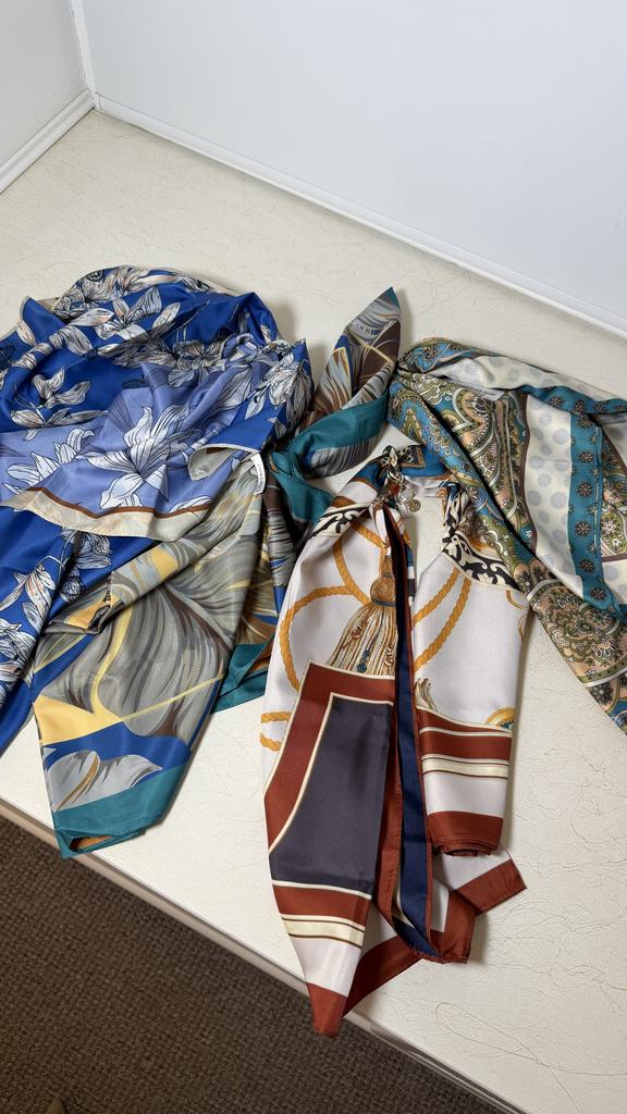 Платок шелк в комплекте с кольцом (ассорти)