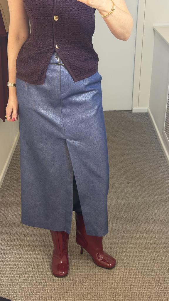 Юбка миди джинсовая с блеском