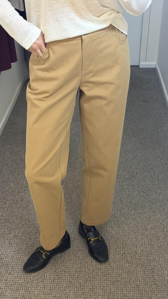 Брюки  из хлопка песочные