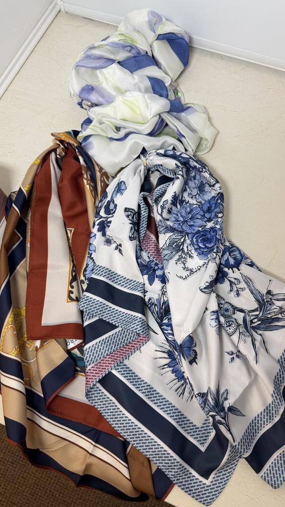 Платок шелк в комплекте с кольцом (ассорти)