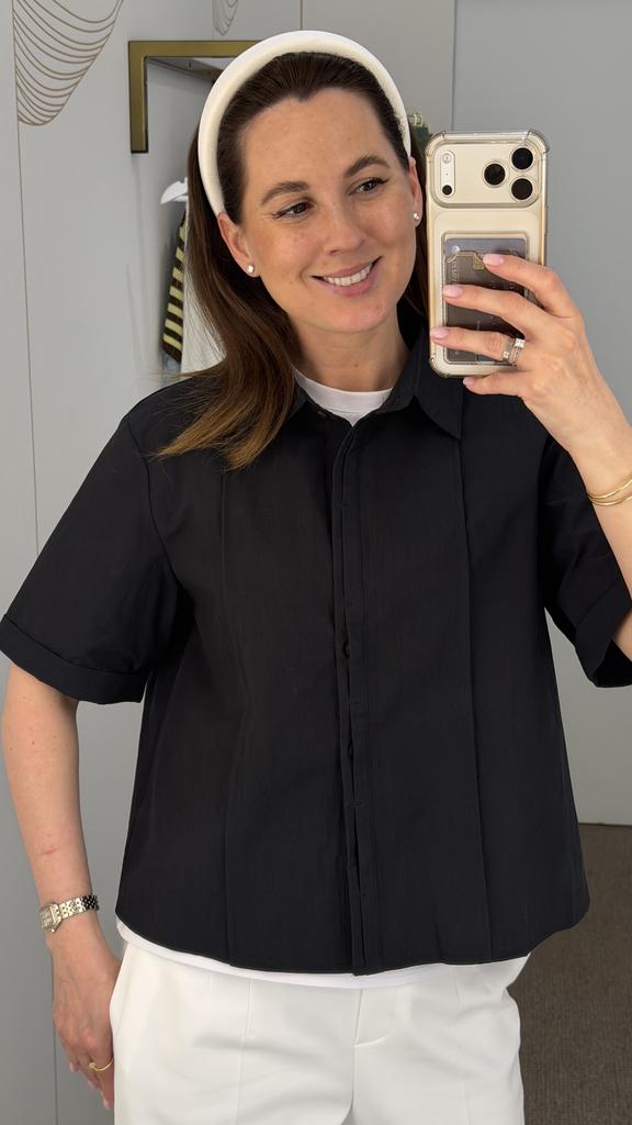 Рубашка из хлопка (плащевая ткань) черная