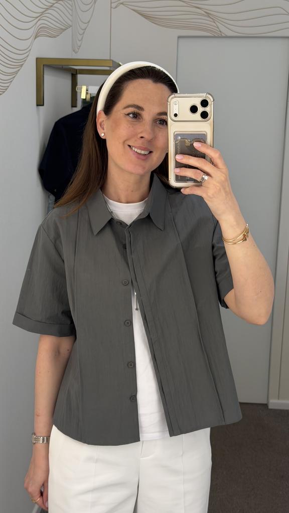 Рубашка из хлопка (плащевая ткань) серая