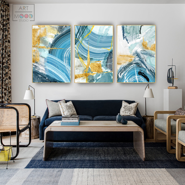 ТРИО ПОСТЕРОВ ABSTRACT BLUE