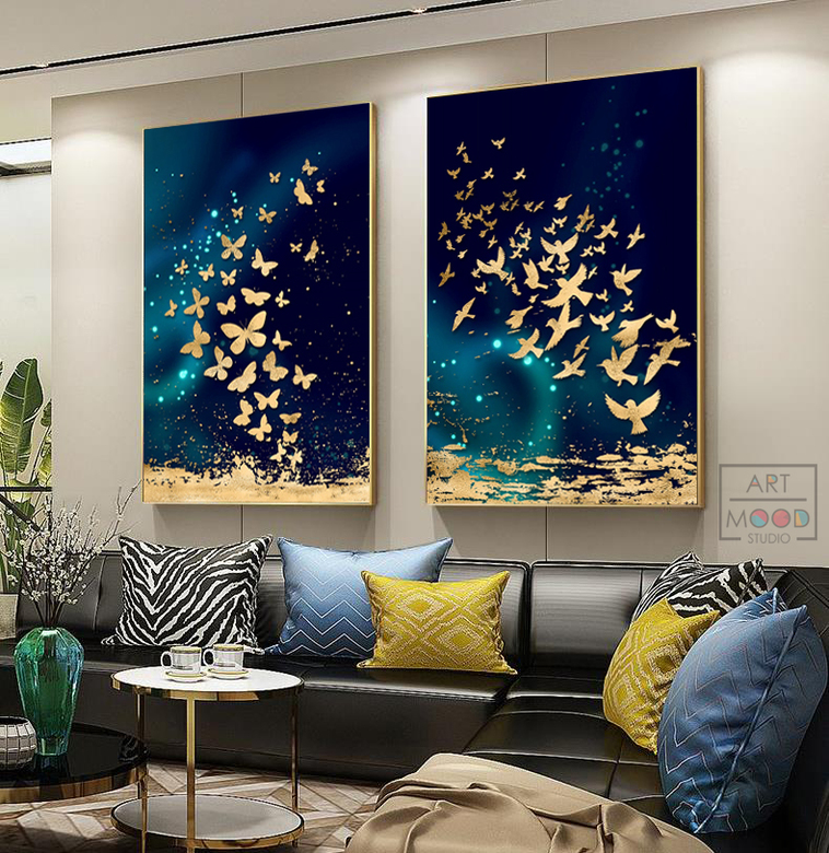 ПАРА ПОСТЕРОВ БАБОЧКИ И ПТИЦЫ