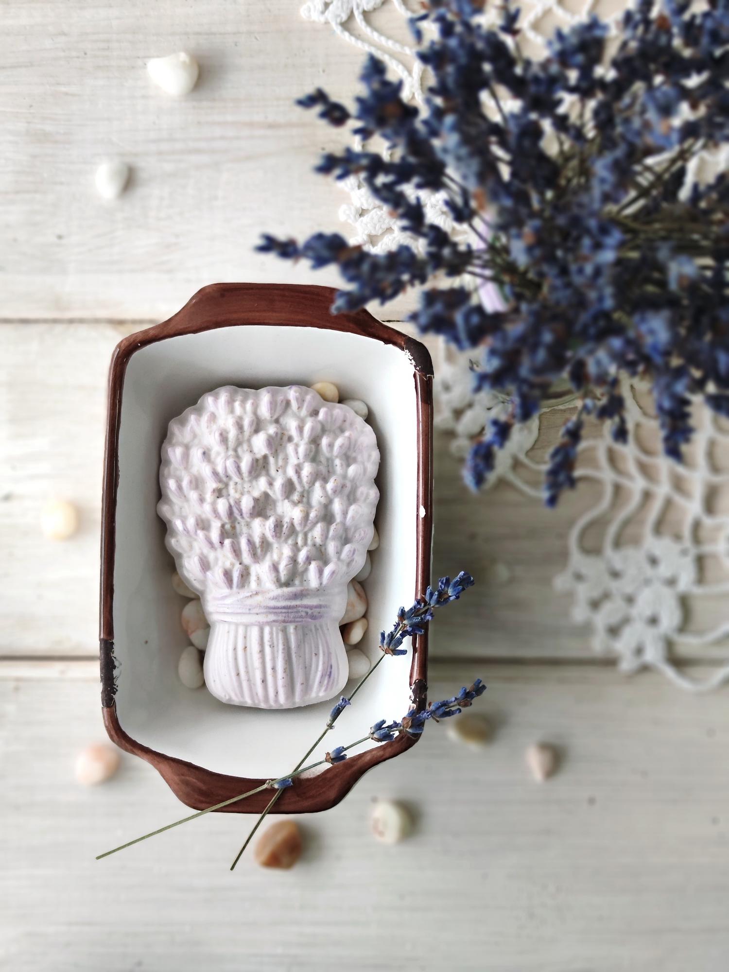 Крафтовое мыло ручной работы "Снопик лаванды", вес 90 грамм