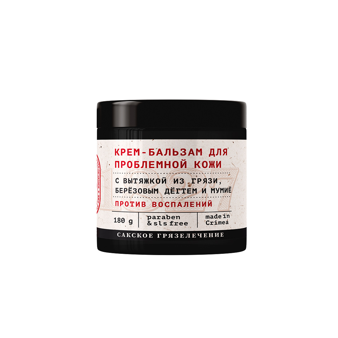 Крем-бальзам для проблемной кожи при кожных заболеваниях берёзовый дёготь и мумиё, серия Dr. Oge