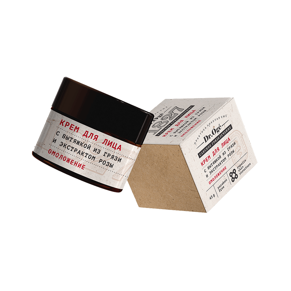 Крем для лица Омоложение с вытяжкой из Сакской грязи и экстрактом розы, серия Dr. Oge