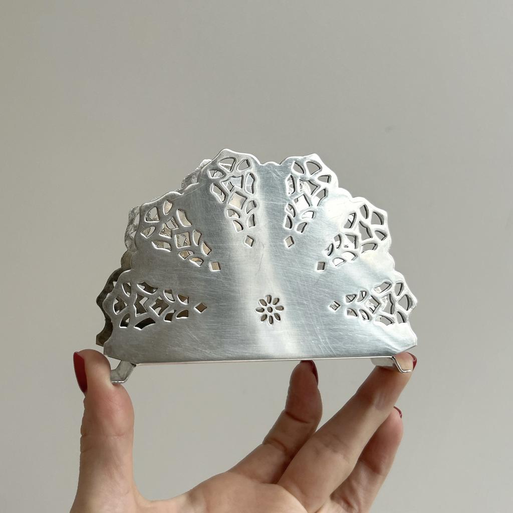 Ажурная салфетница, серебрение
