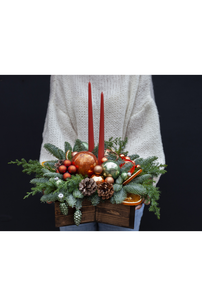 Композиция в ящике "Мандаринка"